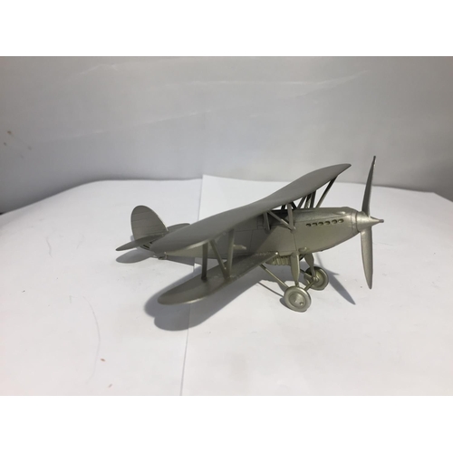 418 - A BOXED PEWTER MODEL 1931 BRITISH RAF FIGHTER BIPLANE 'HAWKER FURY MK1'