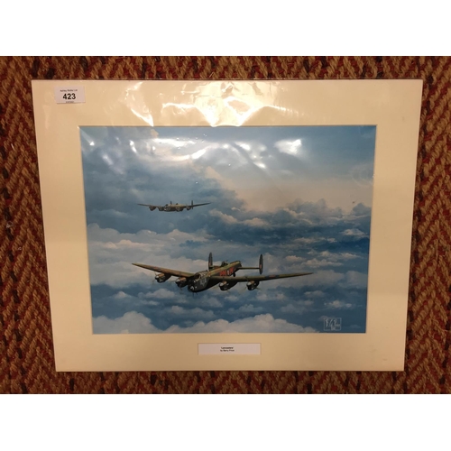 423 - A MOUNTED PRINT BY BARRY PRICE 'LANCASTERS'