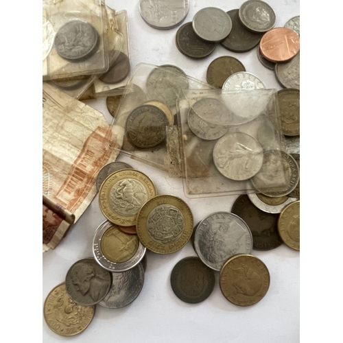 499 - VARIOUS FOREIGN COINS AND NOTES