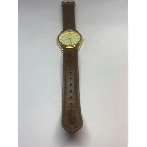 540 - A GENTS SEKONDA WRIST WATCH WITH BROWN LEATHER STRAP SEEN WORKING BUT NO WARRANTY