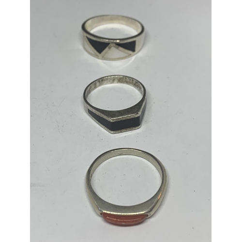 582 - FIVE VARIOUS SILVER RINGS