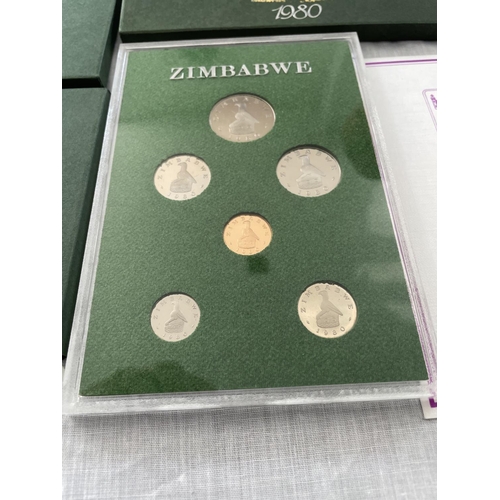 672 - A 1980 PROOF COINAGE OF ZIMBABWE X 3 SETS