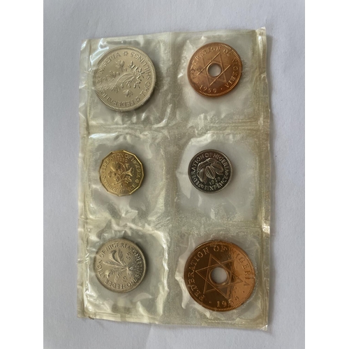 675 - A 1959 NIGERIA PROOF SET OF SIX COINS .