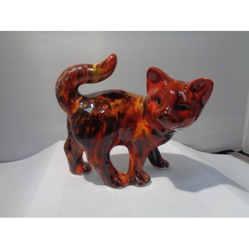 725 - AN ANITA HARRIS HAND PAINTED CAT SIGNED IN GOLD