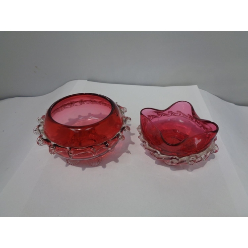 750 - TWO CRANBERRYWARE BOWLS