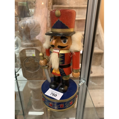 760 - A STEINBACH STYLE NUTCRACKER ON A MUSIC BOX BASE