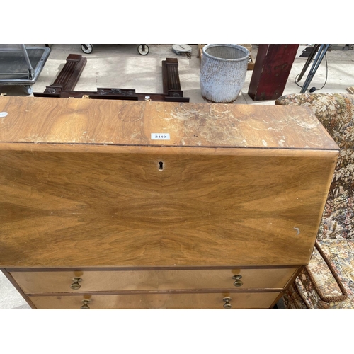 2449 - A SMALL WALNUT BUREAU, 29