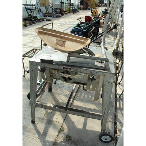 17 - CLARKE WOODWORKER TABLE SAW ON TROLLEY BASE NO VAT