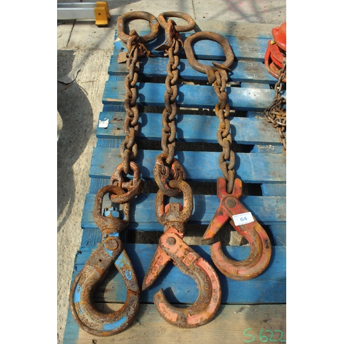 64 - 3 LIFTING CHAINS NO VAT