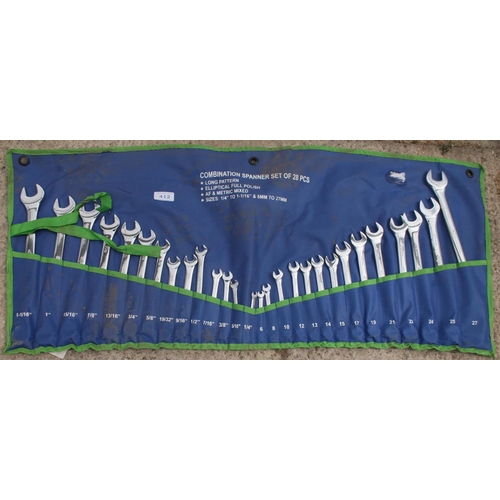 412 - 28 PIECE COMBINATION SPANNERS +VAT