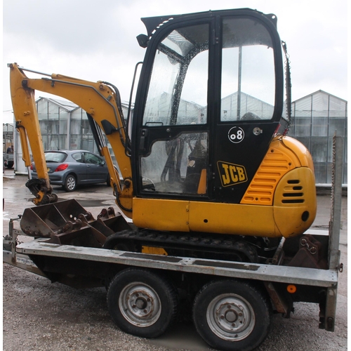 163 - 1999 JCB 8014 MINI DIGGER INCLUDING IFOR WILLIAMS PLANT TRAILER 1.5 TONNE 2739 HOURS TWO OWNERS SOLD... 