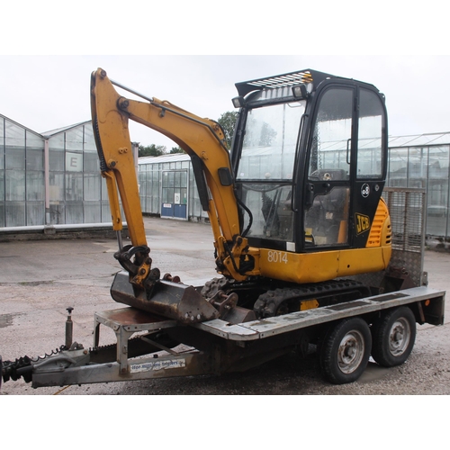 163 - 1999 JCB 8014 MINI DIGGER INCLUDING IFOR WILLIAMS PLANT TRAILER 1.5 TONNE 2739 HOURS TWO OWNERS SOLD... 