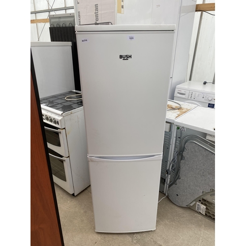 1895 - A WHITE UPRIGHT BUSH FRIDGE FREEZER