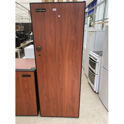 1896 - AN UPRIGHT WOODEN EFFECT EUROCAVE CONFORT VIEILLITHEQUE BOTTLE FRIDGE