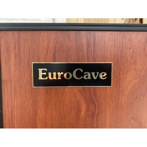 1896 - AN UPRIGHT WOODEN EFFECT EUROCAVE CONFORT VIEILLITHEQUE BOTTLE FRIDGE