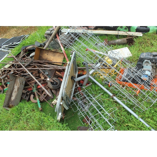 144 - QUANTITY OF SCRAP TO INCLUDE LAWN MOWERS, BEECH CHAIRS ETC. + VAT