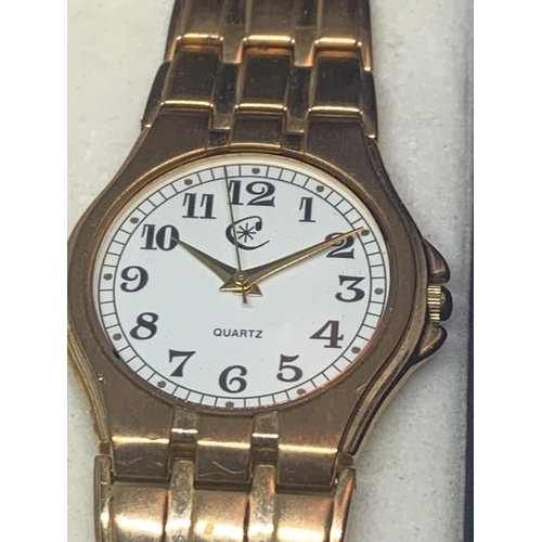 528 - AN AS NEW AND BOXED COPPERFIELD WRIST WATCH SEEN WORKING BUT NO WARRANTY