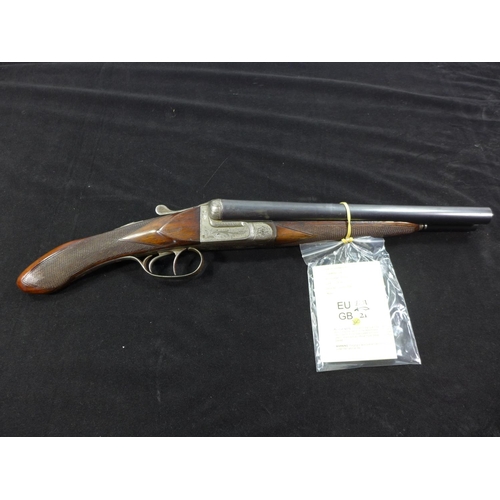 301 - A DEACTIVATED BOXLOCK 12 BORE DOUBLE BARRELLED SAWN OFF SHOTGUN, 30.5CM BARRELS