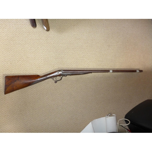 303 - A SIDE BY SIDE PINFIRE SHOTGUN, 76CM BARRELS MARKED BOOTH CONGLETON A/F