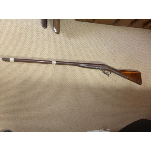 303 - A SIDE BY SIDE PINFIRE SHOTGUN, 76CM BARRELS MARKED BOOTH CONGLETON A/F