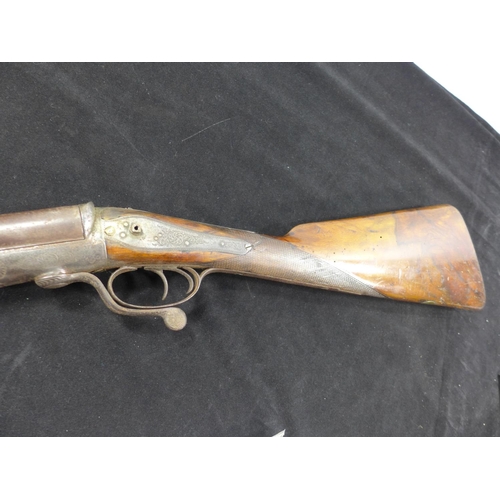 303 - A SIDE BY SIDE PINFIRE SHOTGUN, 76CM BARRELS MARKED BOOTH CONGLETON A/F