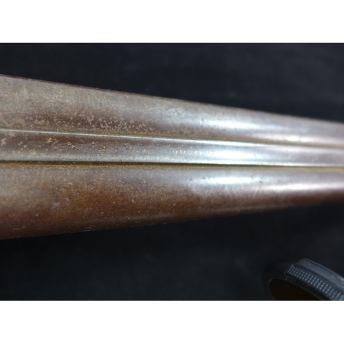 303 - A SIDE BY SIDE PINFIRE SHOTGUN, 76CM BARRELS MARKED BOOTH CONGLETON A/F