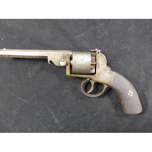 311 - A .44 CALIBRE PERCUSSION CAP SIX SHOT DOUBLE ACTION REVOLVER, 14.5CM BARREL MARKED SLINGSBY RETFORD