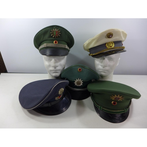 326 - FIVE GERMAN/AUSTRIAN POLICE HATS