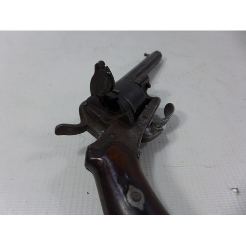 341 - A 7.65 CALIBRE SIX SHOT PINFIRE REVOLVER WITH LIEGE PROOF MARKS, HAMMER SPRING FAULTY