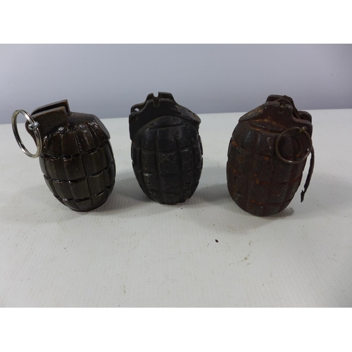 342 - A PRACTICE GRENADE AND TWO DEACTIVATED GRENADES (3)