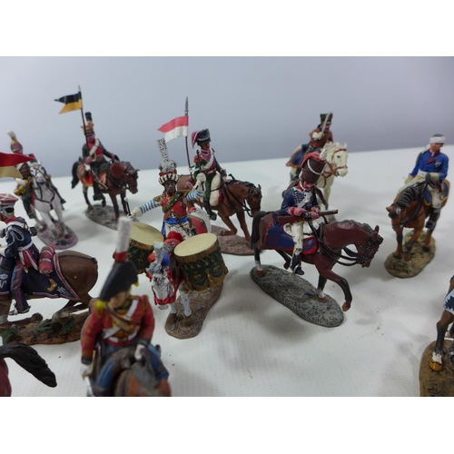 349 - TWENTY SIX HAND PAINTED DEL PRADO NAPOLEONIC WAR FIGURES TO INCLUDE NAPOLEON, LANCERS ETC