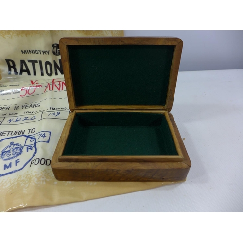 388 - A BOXED B.S.A. 4 X 20 TELESCOPIC SIGHTS, WOODEN BOX, WRIST WORN COMPASS AND MINISTRY OF FOOD 