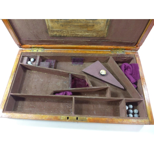 396 - AN OAK CASED BOX SUITABLE FOR A WEBLEY 'WEDGE' REVOLVER, 22CM X 39CM