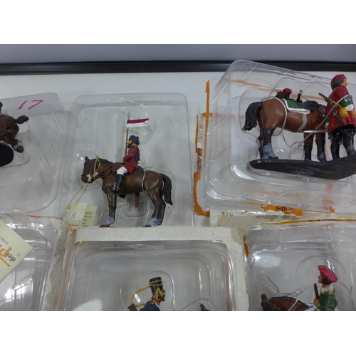 400 - THIRTEEN BOXED DEL PRADO HAND PAINTED FIGURES ON HORSEBACK, TO INCLUDE MEDIEVAL, CRIMEAN ETC