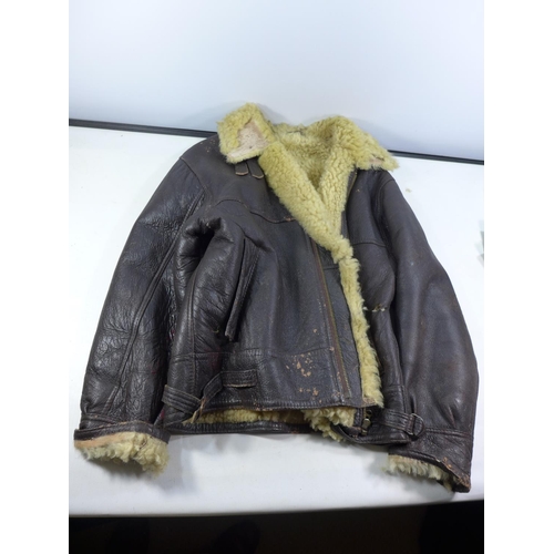 404 - A MID 20TH CENTURY BRITISH SHEEPSKIN FLYING JACKET, SIZE M