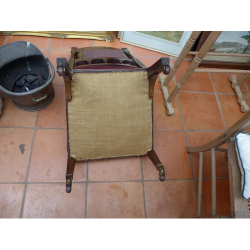 2983 - A CARVED MAHOGANY CHAIR WITH TAPESTRY SEAT