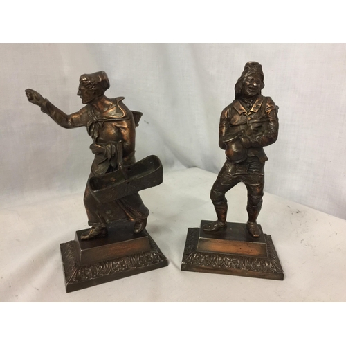 56 - A PAIR OF BRONZE DIPPED FRENCH GRAPE PICKER METAL FIGURINES