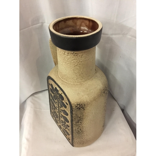 70 - A LARGE CARSTEN WEST GERMANY SINGLE HANDLED STONEWARE VASE, HEIGHT 47CM