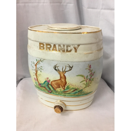 8 - A LARGE CERAMIC BRANDY BARREL 32CM TALL