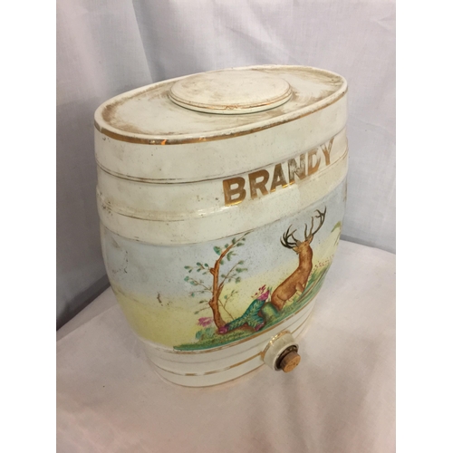 8 - A LARGE CERAMIC BRANDY BARREL 32CM TALL