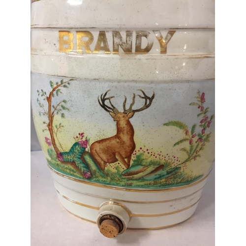 8 - A LARGE CERAMIC BRANDY BARREL 32CM TALL