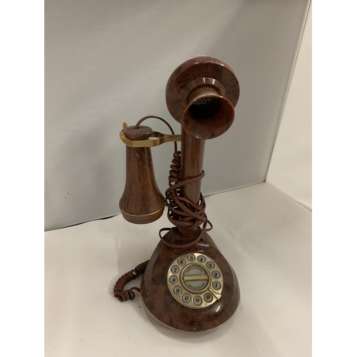 155 - A REPRODUCTION CANDLESTICK TELEPHONE WITH PUSH BUTTON