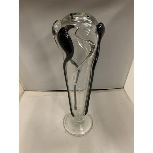 133 - A HEAVY ART GLASS VASE HEIGHT 19 INCHES/45CM