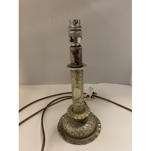 80 - AN ORNATE WHITE METAL LAMP BASE