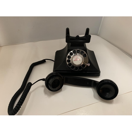 85 - A VINTAGE STYLE ROTARY DIAL TELEPHONE IN MATT BLACK