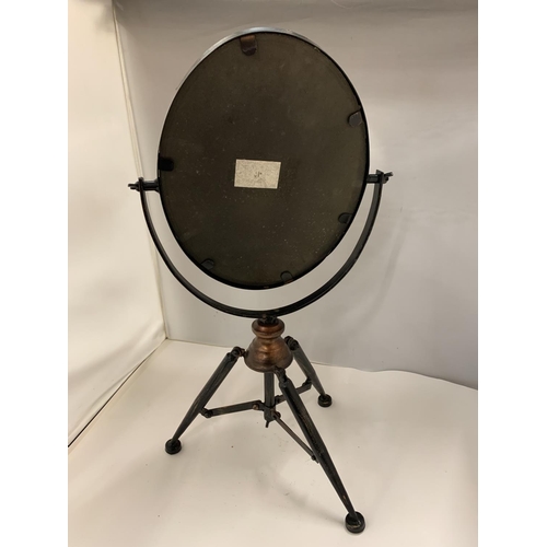 86 - A VANITY MIRROR ON A METAL TRIPOD STAND