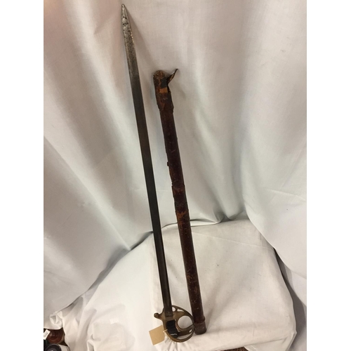 406 - AN 1849 PATTERN ARTILLERY OFFICERS SWORD, 83CM BLADE, WITH ACID ETCHED DECORATION, MARTIN HALL & CO ... 