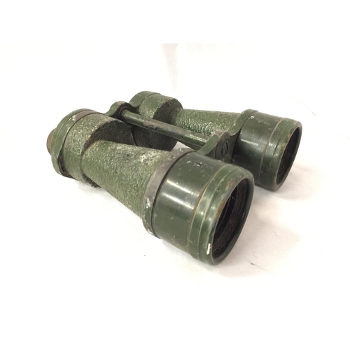 442 - A PAIR OF GREEN PAINTED BINO PRISM MILITARY BINOCULARS