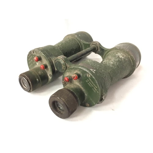 442 - A PAIR OF GREEN PAINTED BINO PRISM MILITARY BINOCULARS