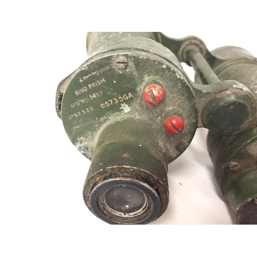 442 - A PAIR OF GREEN PAINTED BINO PRISM MILITARY BINOCULARS